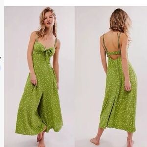 Free People Coming Home Prairiecore Romper Avocado Combo sz-M nwot